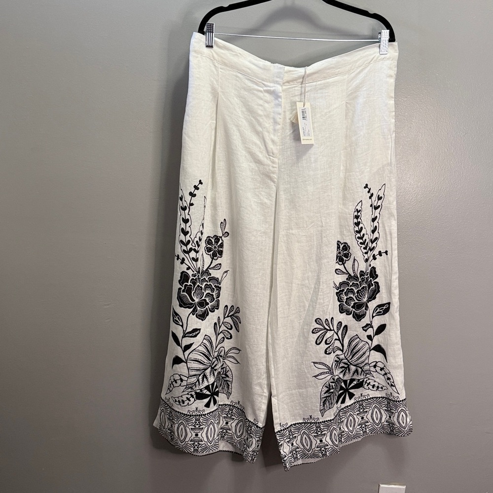 NWT JOHNNY WAS PLEATED LINEN CULOTTE PANTS XL - Picture 4 of 6
